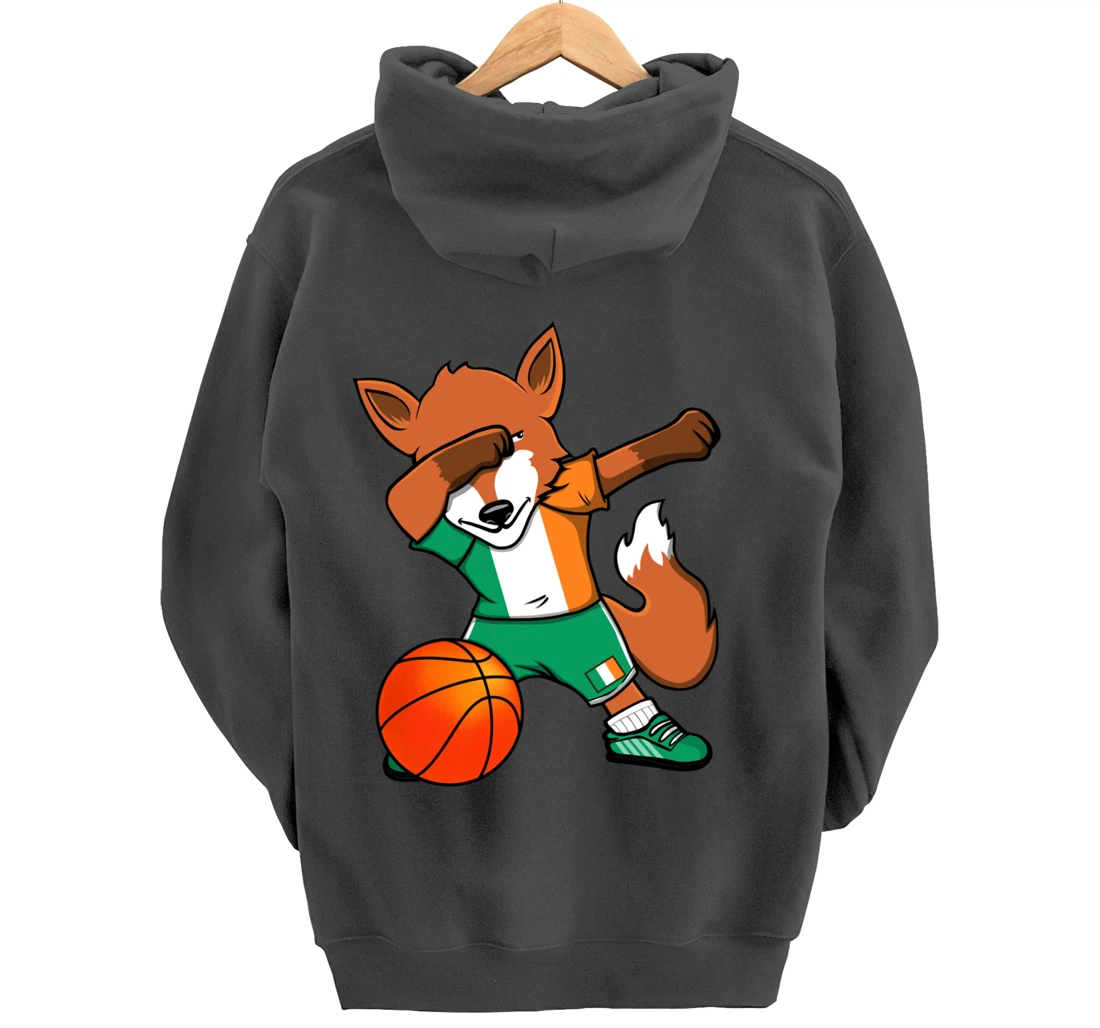 Dabbing Fox Ireland Basketball Fans Jersey Irish Flag Sport Pullover Hoodie
