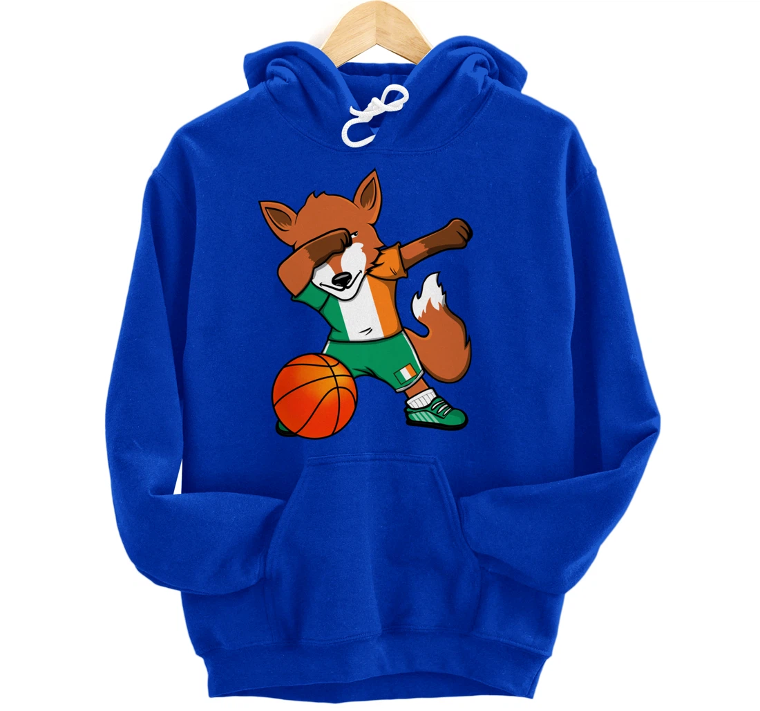 Dabbing Fox Ireland Basketball Fans Jersey Irish Flag Sport Pullover Hoodie