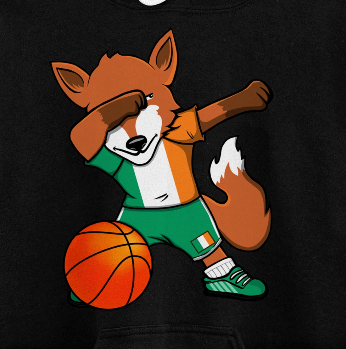 Dabbing Fox Ireland Basketball Fans Jersey Irish Flag Sport Pullover Hoodie