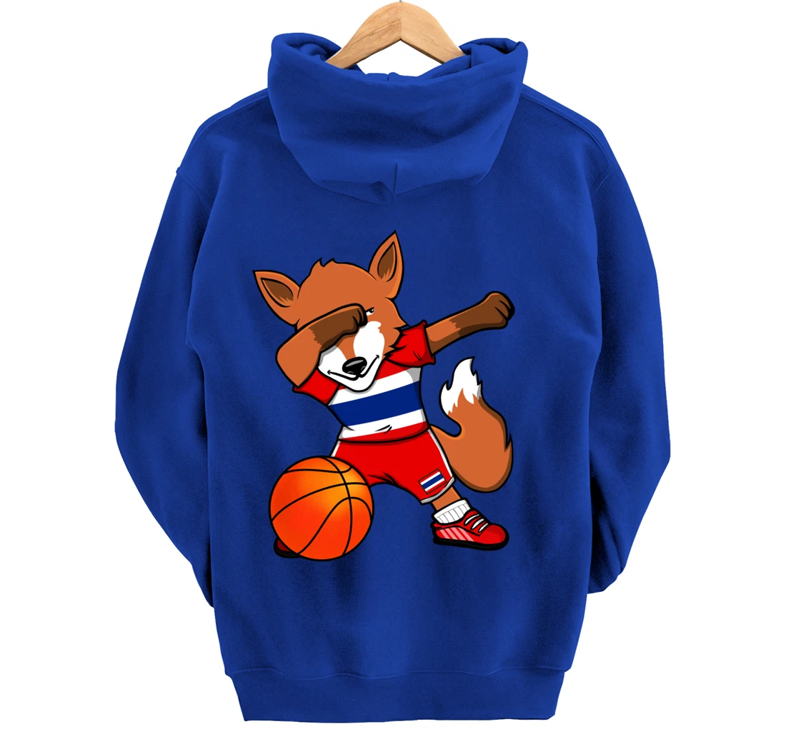 Dabbing Fox Thailand Basketball Fans Jersey Thai Flag Sport Pullover Hoodie