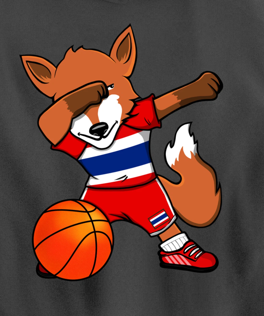 Dabbing Fox Thailand Basketball Fans Jersey Thai Flag Sport Pullover Hoodie