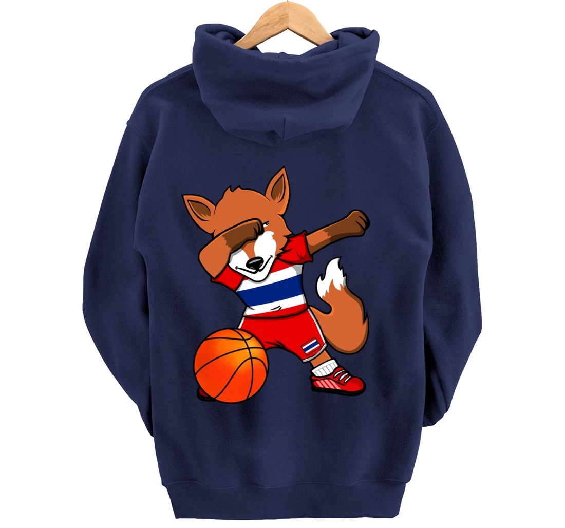 Dabbing Fox Thailand Basketball Fans Jersey Thai Flag Sport Pullover Hoodie