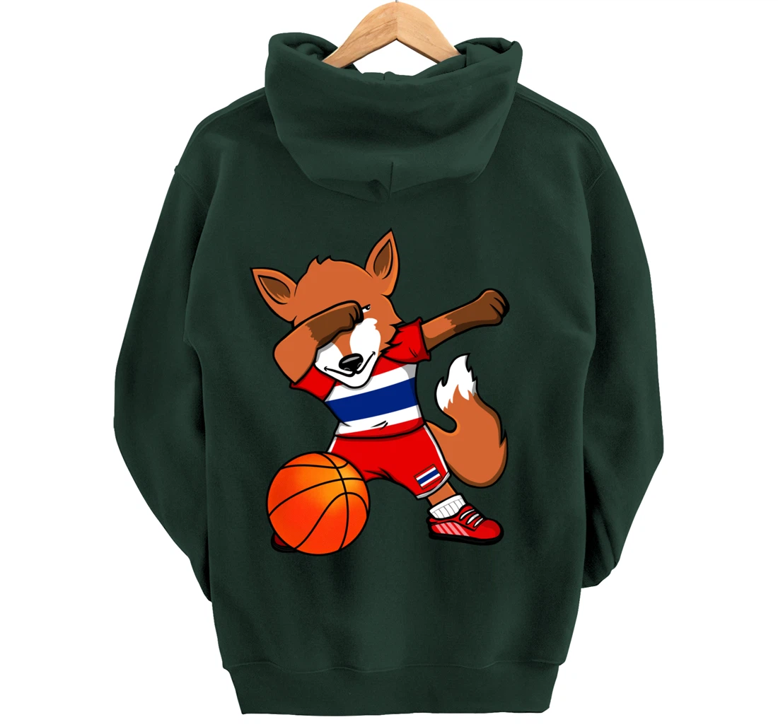 Dabbing Fox Thailand Basketball Fans Jersey Thai Flag Sport Pullover Hoodie