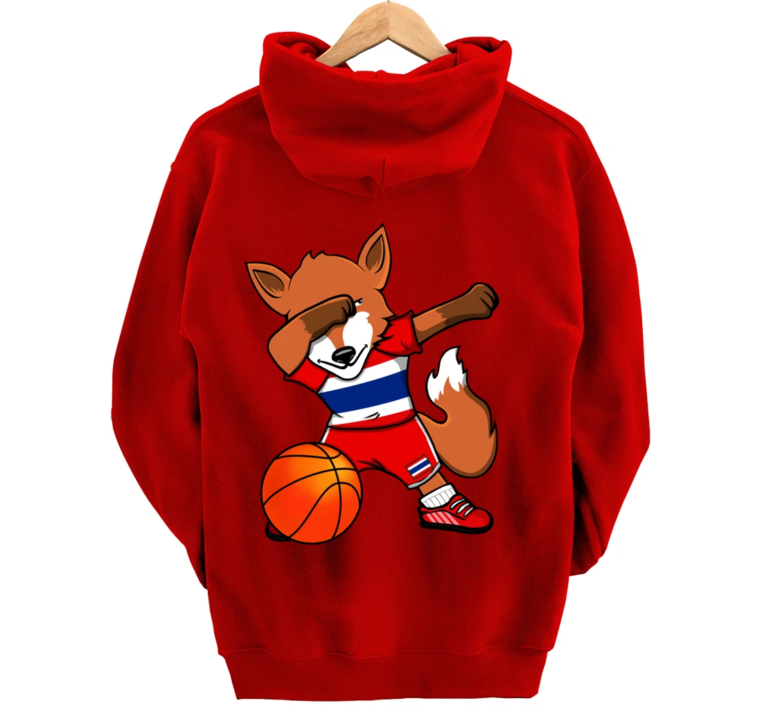 Dabbing Fox Thailand Basketball Fans Jersey Thai Flag Sport Pullover Hoodie