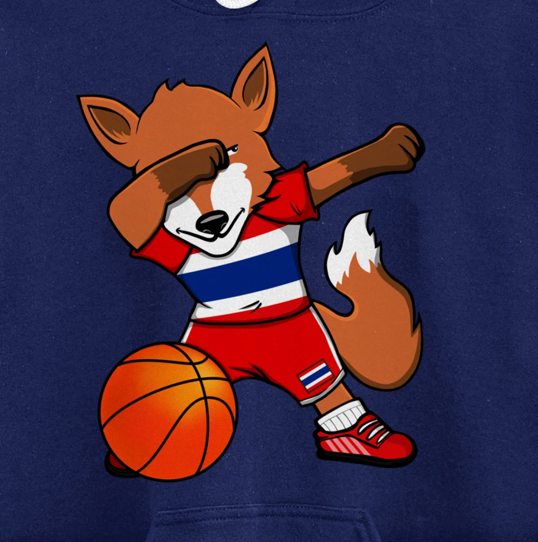 Dabbing Fox Thailand Basketball Fans Jersey Thai Flag Sport Pullover Hoodie