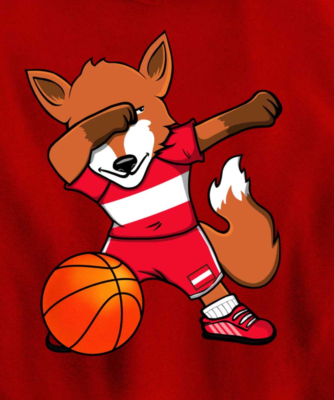 Dabbing Fox Austria Basketball Fans Jersey Austrian Flag Pullover Hoodie