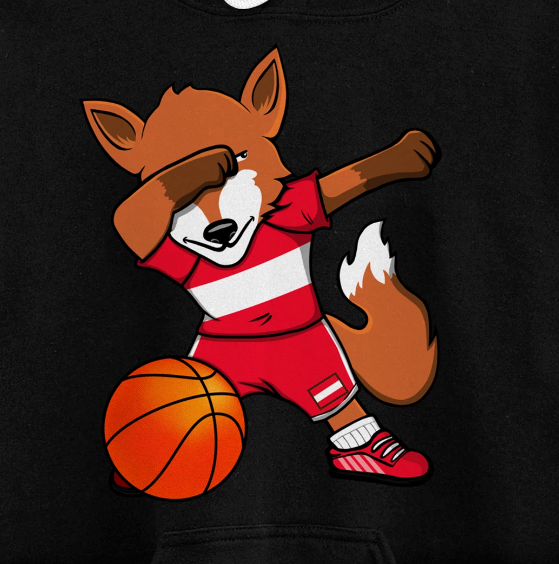 Dabbing Fox Austria Basketball Fans Jersey Austrian Flag Pullover Hoodie