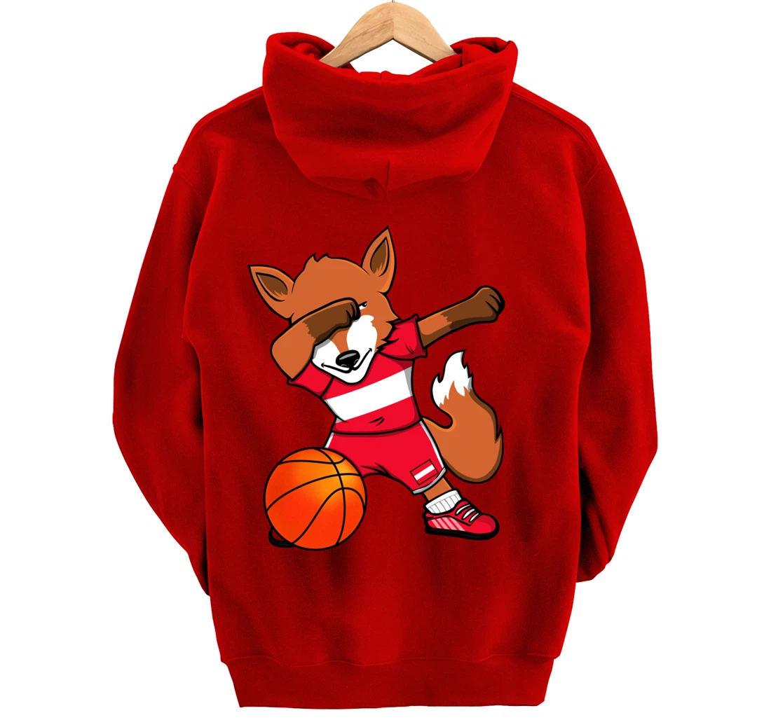 Dabbing Fox Austria Basketball Fans Jersey Austrian Flag Pullover Hoodie