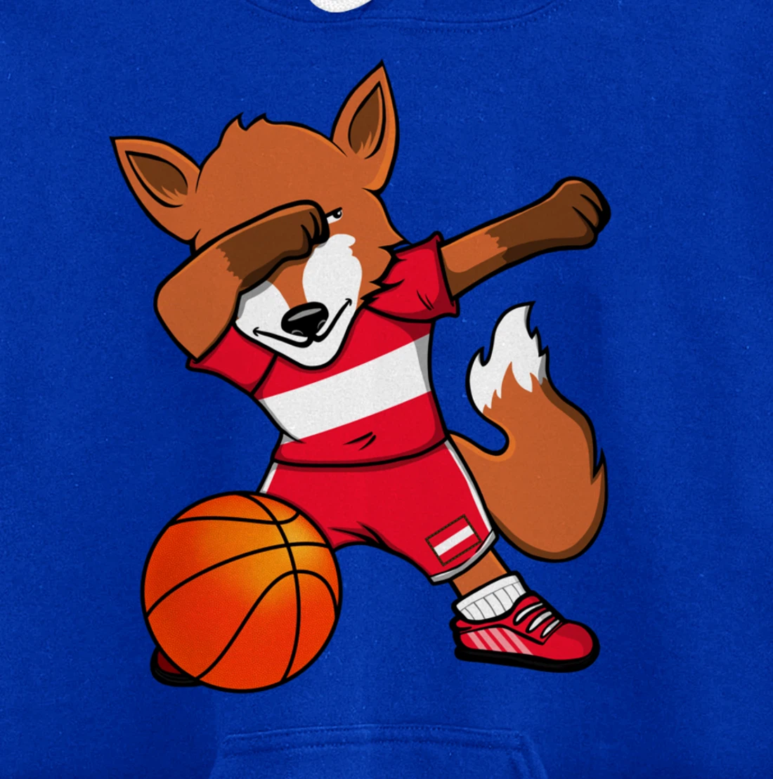 Dabbing Fox Austria Basketball Fans Jersey Austrian Flag Pullover Hoodie
