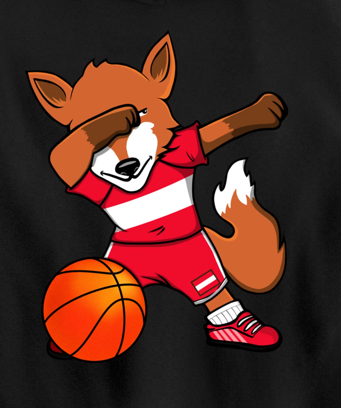 Dabbing Fox Austria Basketball Fans Jersey Austrian Flag Pullover Hoodie