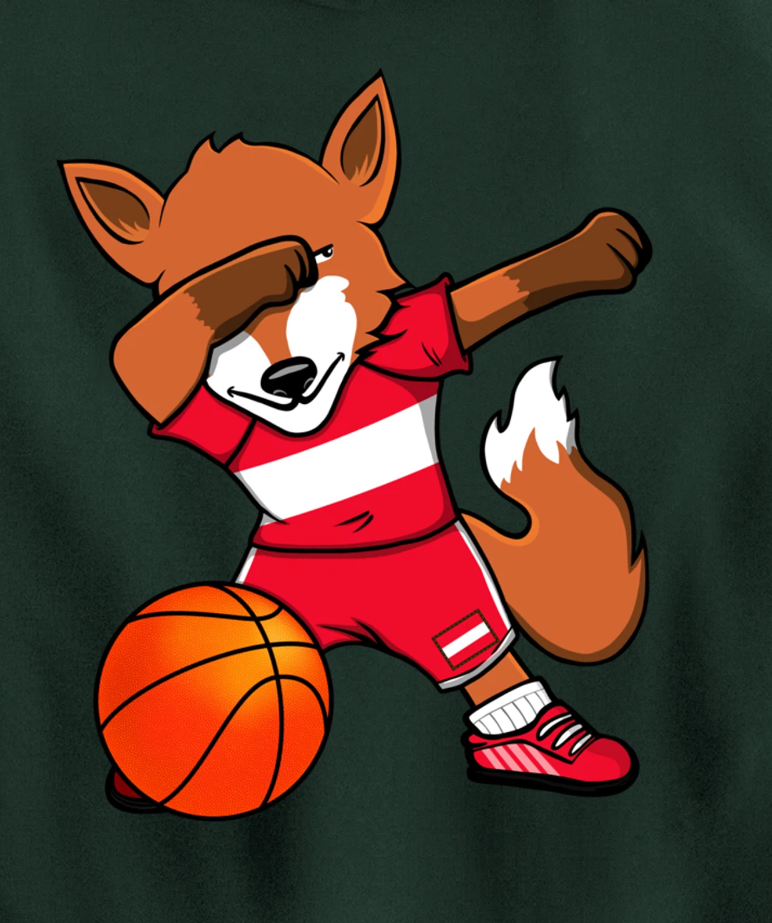 Dabbing Fox Austria Basketball Fans Jersey Austrian Flag Pullover Hoodie