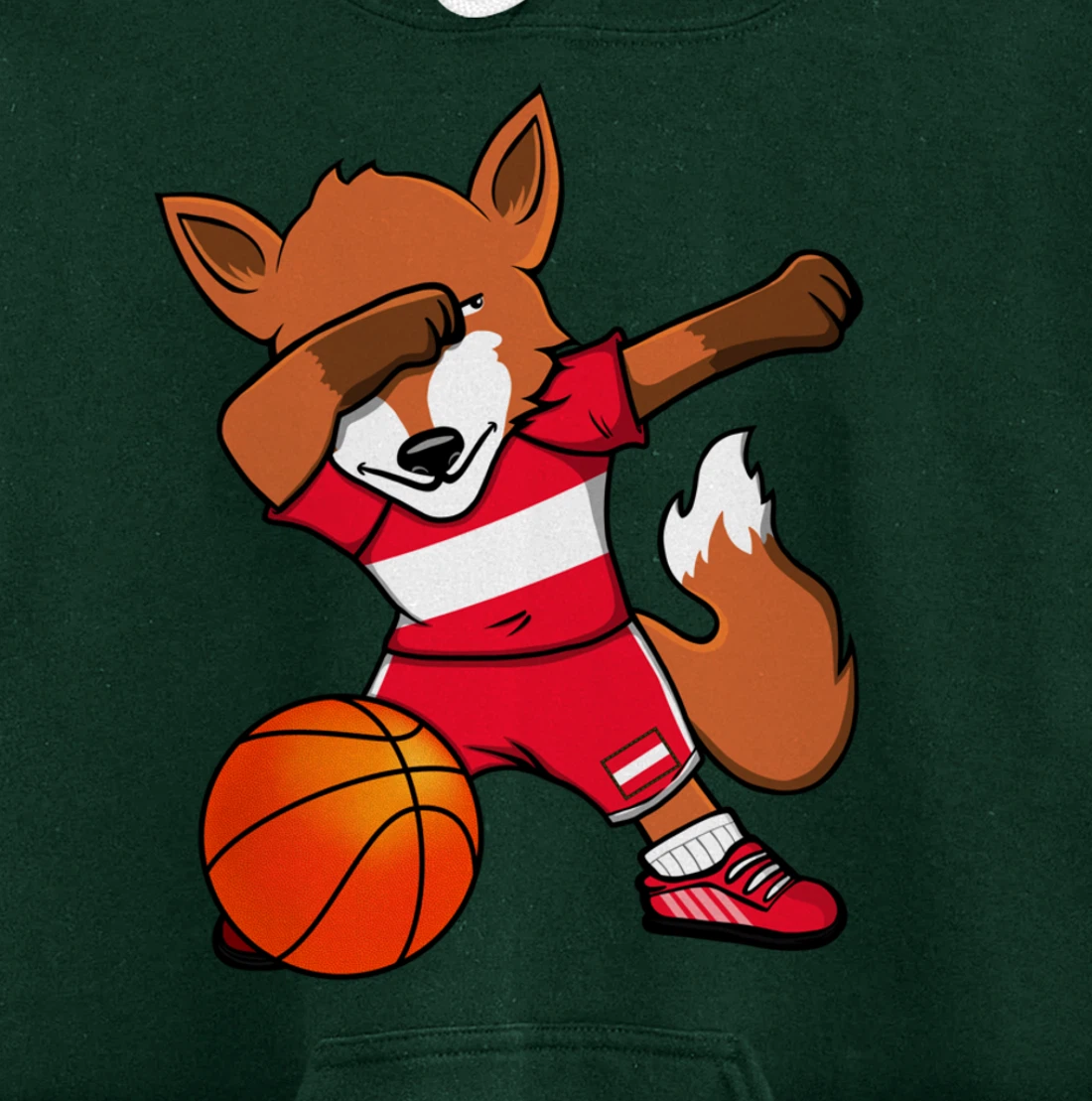 Dabbing Fox Austria Basketball Fans Jersey Austrian Flag Pullover Hoodie