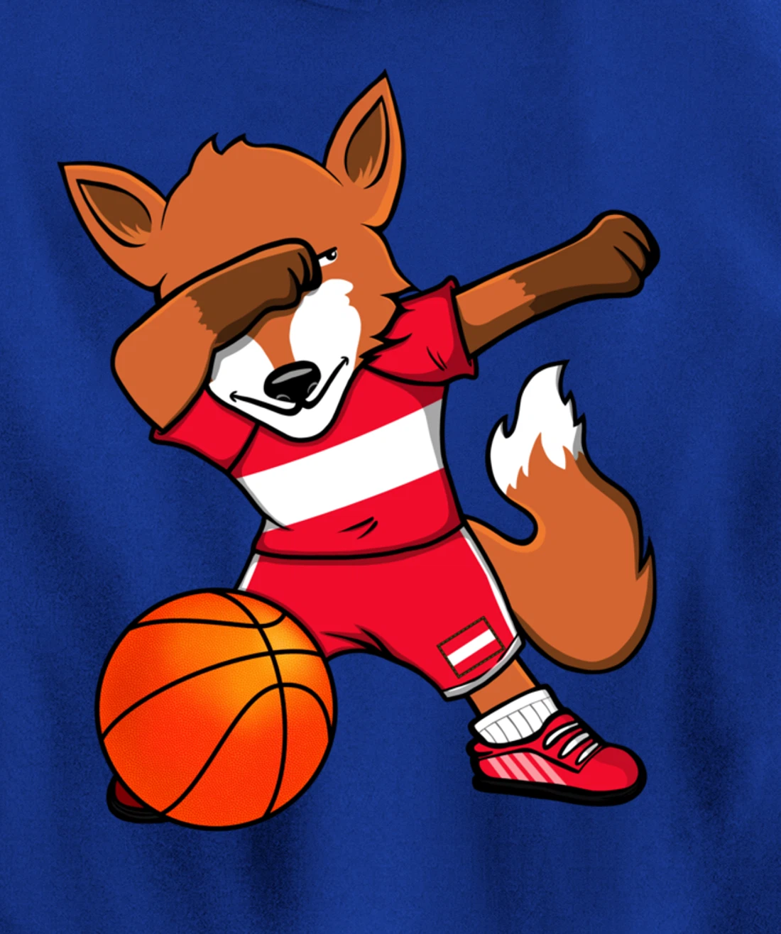 Dabbing Fox Austria Basketball Fans Jersey Austrian Flag Pullover Hoodie