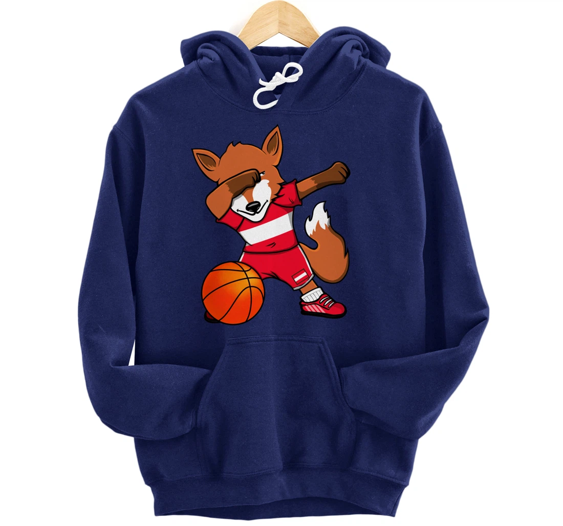 Dabbing Fox Austria Basketball Fans Jersey Austrian Flag Pullover Hoodie