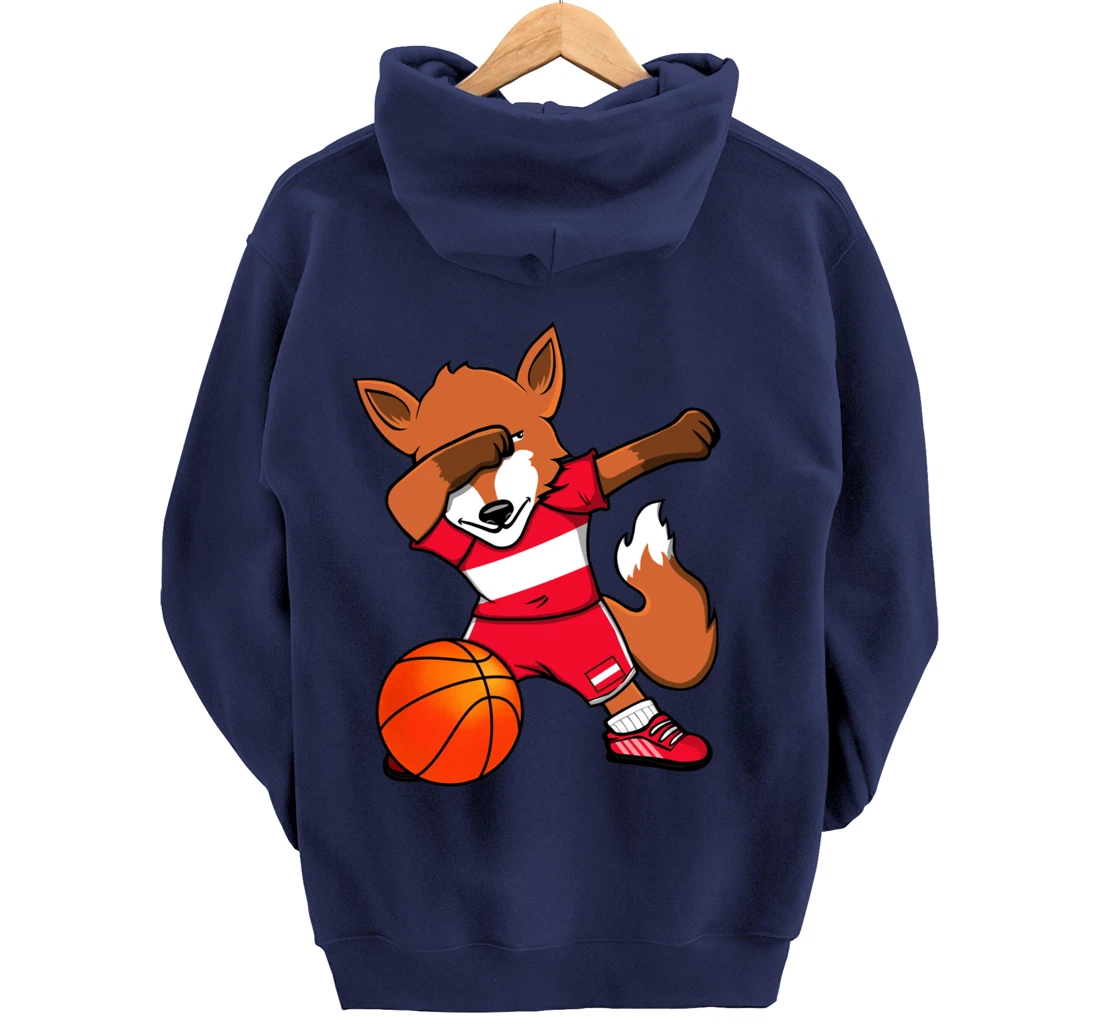 Dabbing Fox Austria Basketball Fans Jersey Austrian Flag Pullover Hoodie