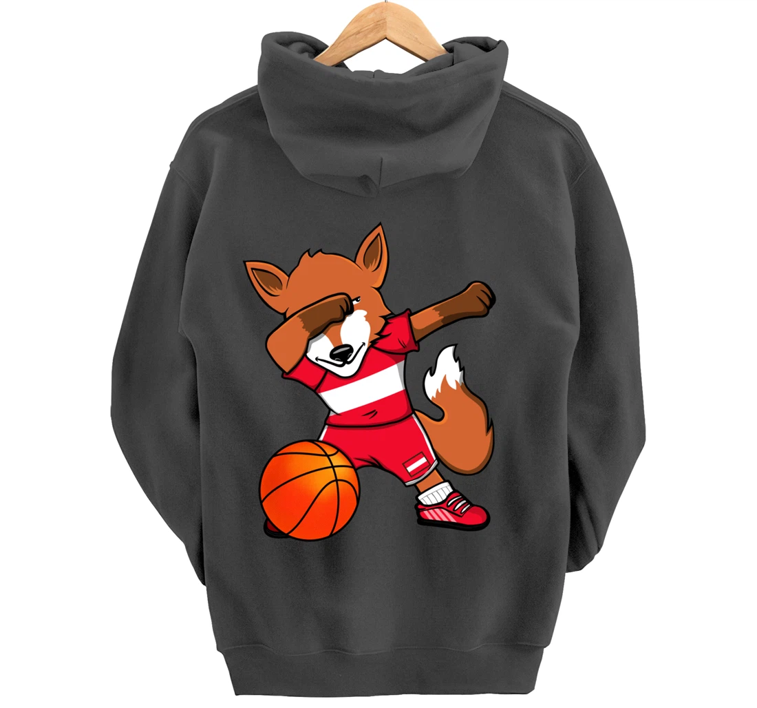 Dabbing Fox Austria Basketball Fans Jersey Austrian Flag Pullover Hoodie