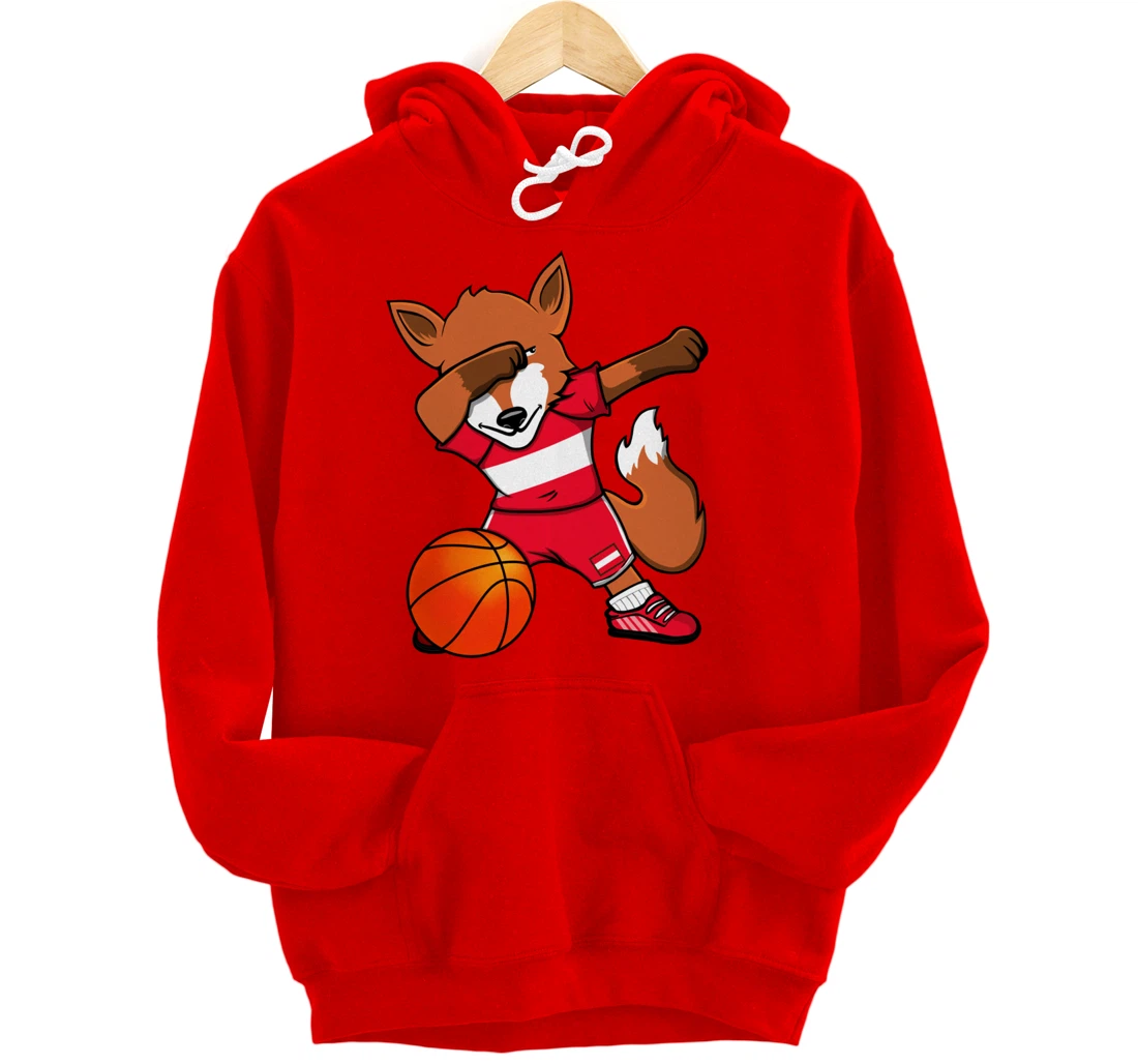 Dabbing Fox Austria Basketball Fans Jersey Austrian Flag Pullover Hoodie