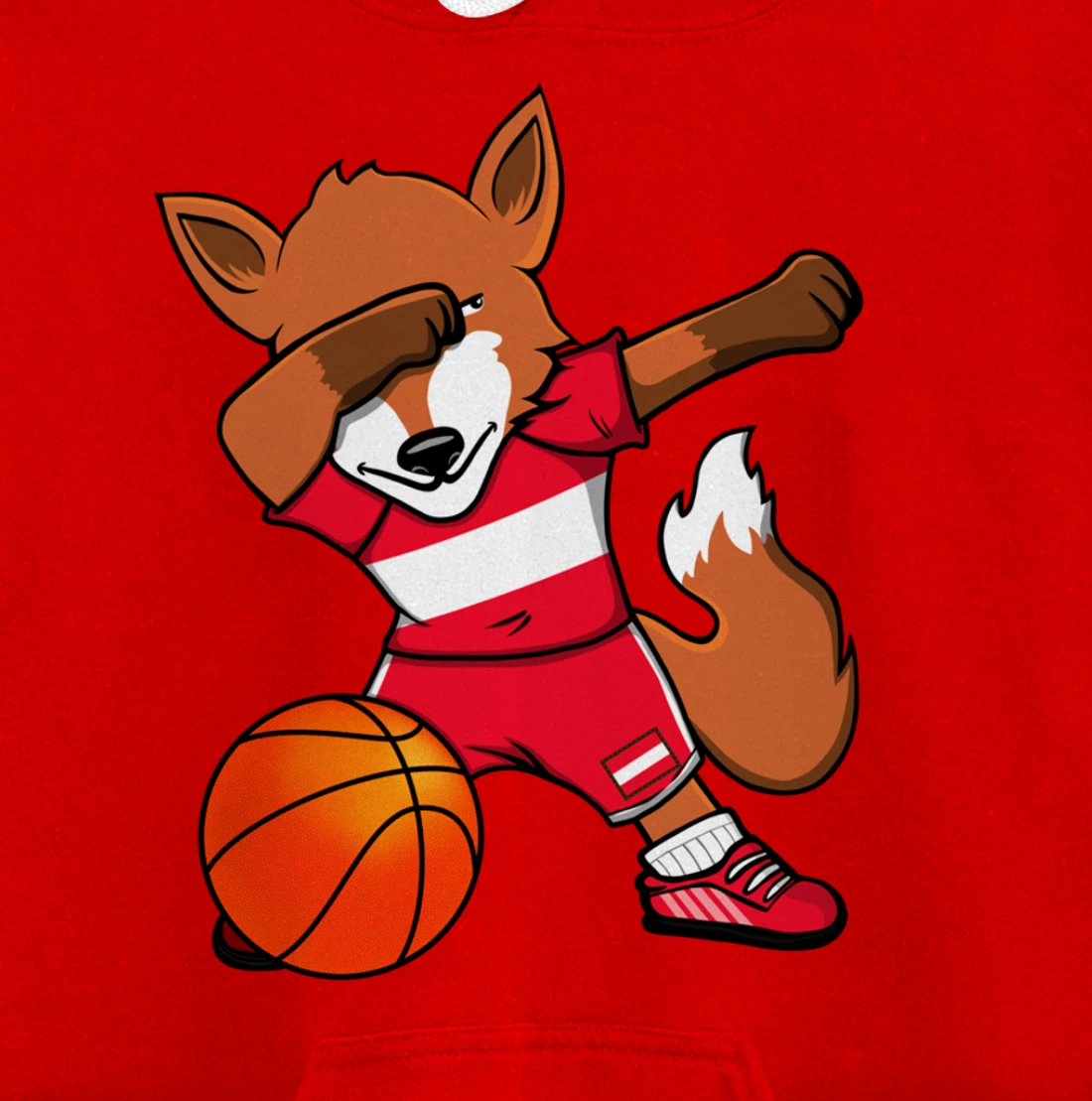 Dabbing Fox Austria Basketball Fans Jersey Austrian Flag Pullover Hoodie