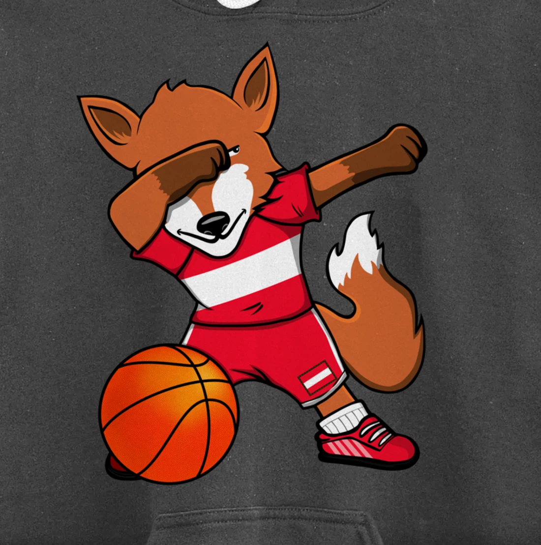 Dabbing Fox Austria Basketball Fans Jersey Austrian Flag Pullover Hoodie