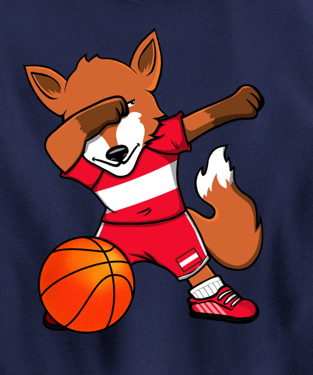 Dabbing Fox Austria Basketball Fans Jersey Austrian Flag Pullover Hoodie