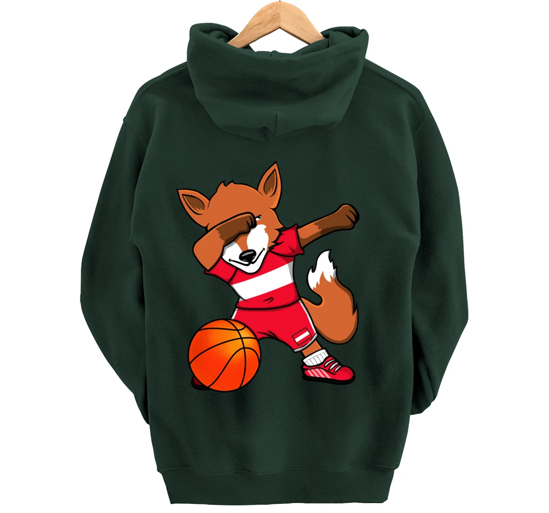 Dabbing Fox Austria Basketball Fans Jersey Austrian Flag Pullover Hoodie
