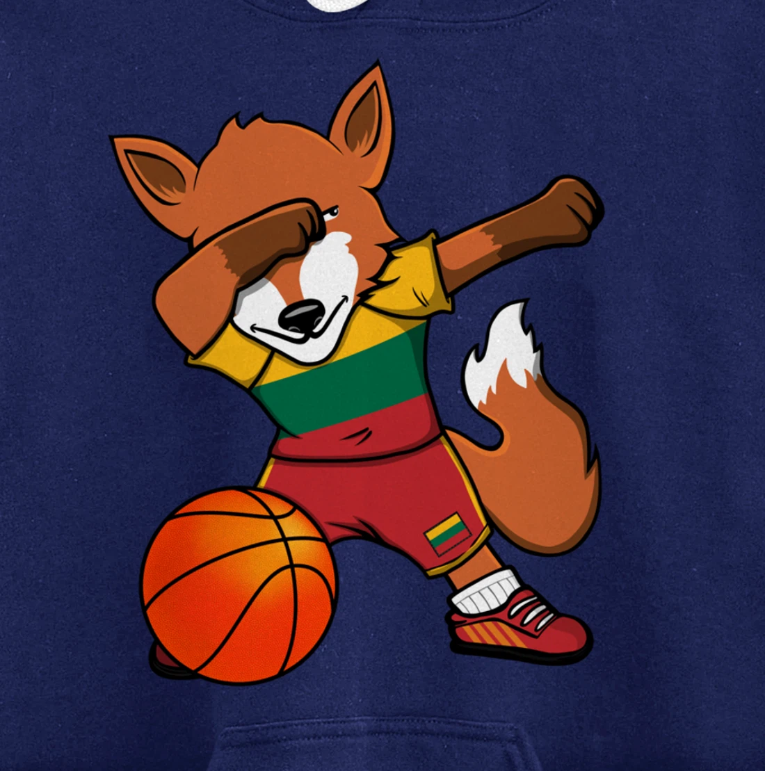 Dabbing Fox Lithuania Basketball Fans Jersey Lithuanian Flag Pullover Hoodie