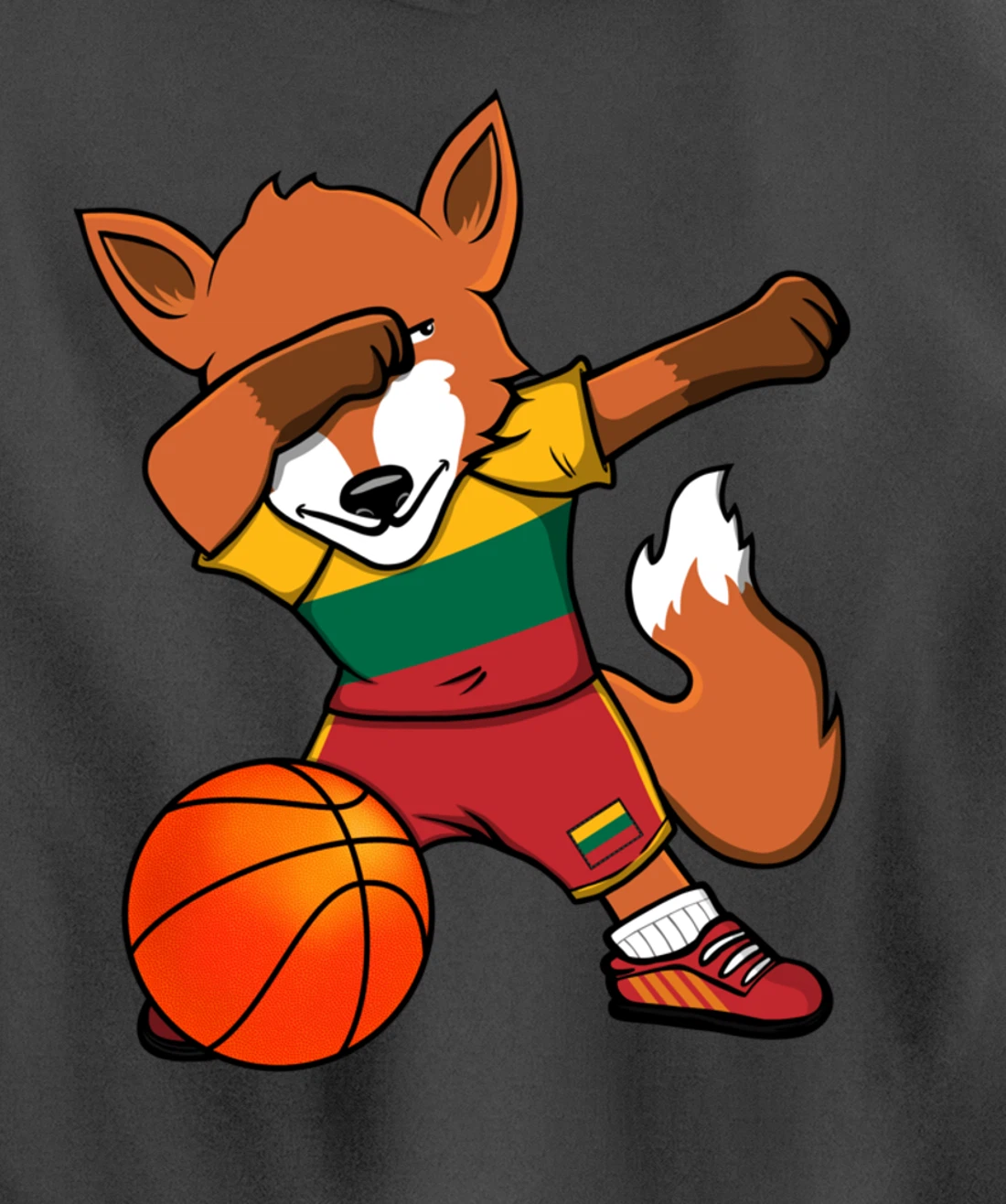 Dabbing Fox Lithuania Basketball Fans Jersey Lithuanian Flag Pullover Hoodie