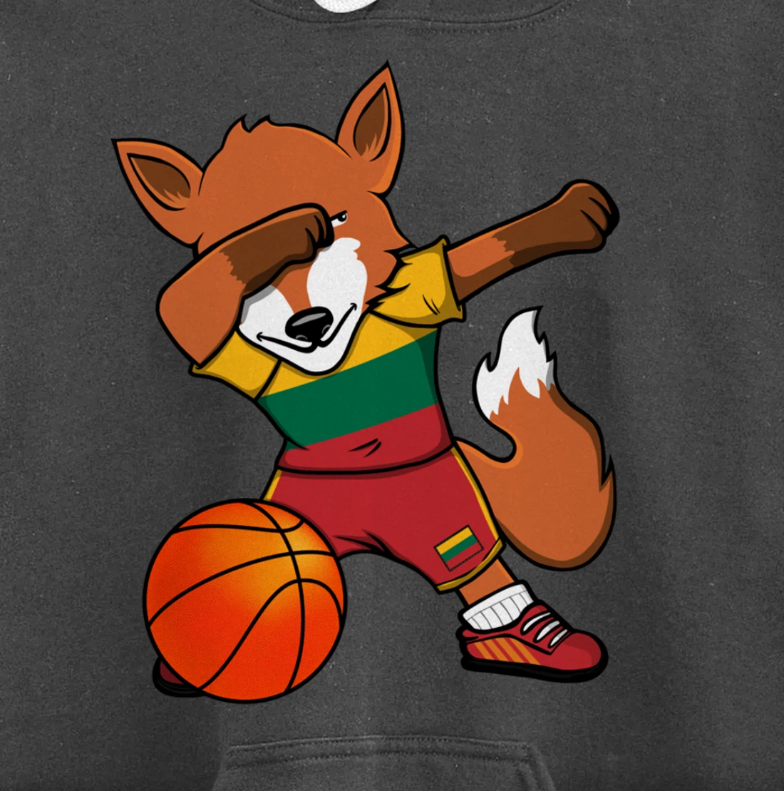 Dabbing Fox Lithuania Basketball Fans Jersey Lithuanian Flag Pullover Hoodie