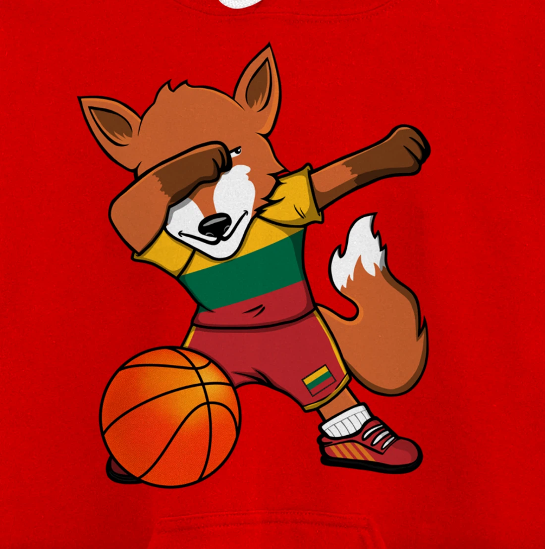 Dabbing Fox Lithuania Basketball Fans Jersey Lithuanian Flag Pullover Hoodie