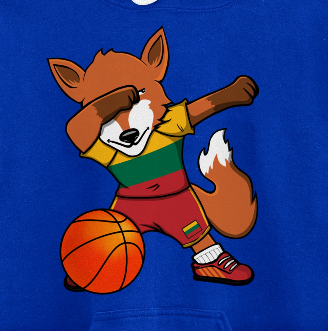 Dabbing Fox Lithuania Basketball Fans Jersey Lithuanian Flag Pullover Hoodie