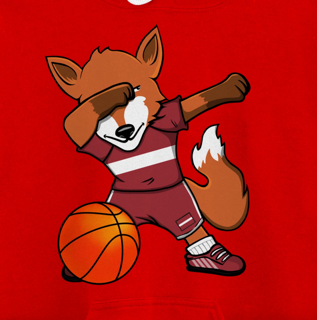 Dabbing Fox Latvia Basketball Fans Jersey Latvian Flag Sport Pullover Hoodie