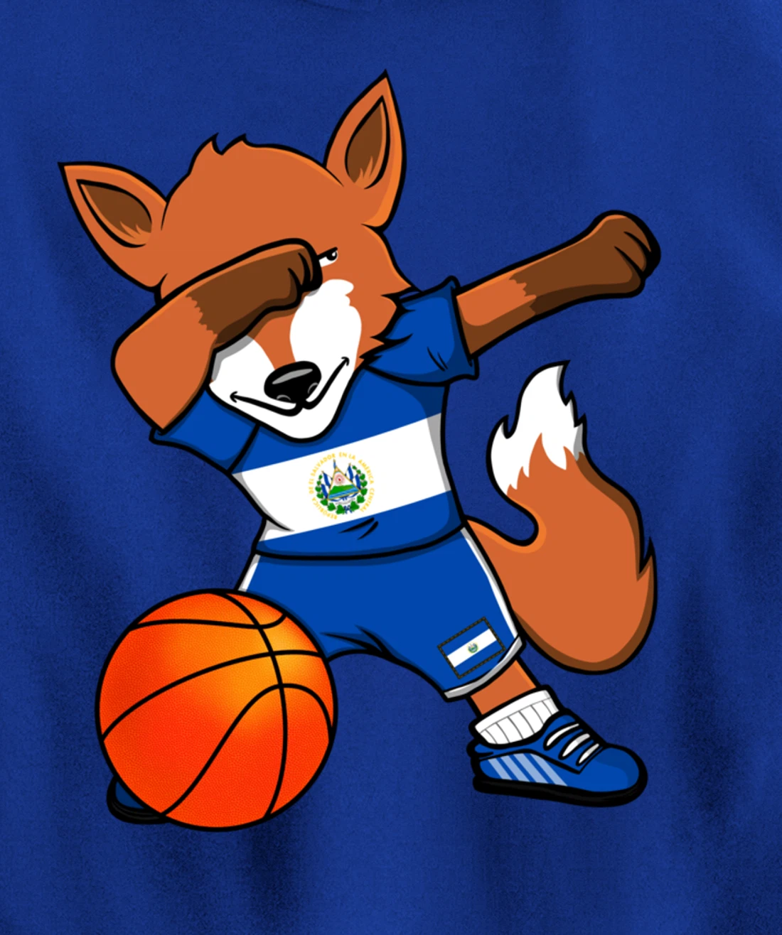 Dabbing Fox El Salvador Basketball Fans Jersey Sport Pride Pullover Hoodie