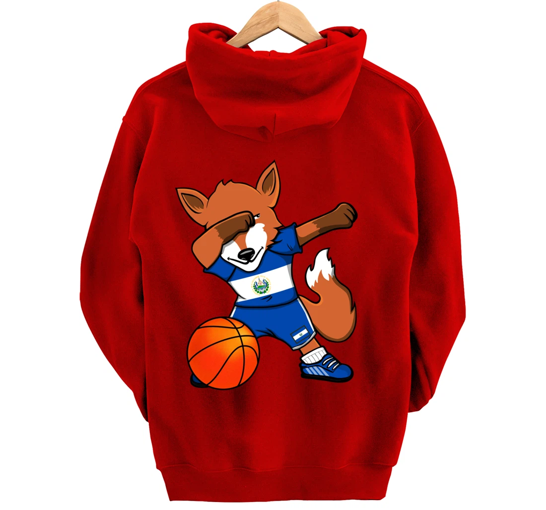 Dabbing Fox El Salvador Basketball Fans Jersey Sport Pride Pullover Hoodie