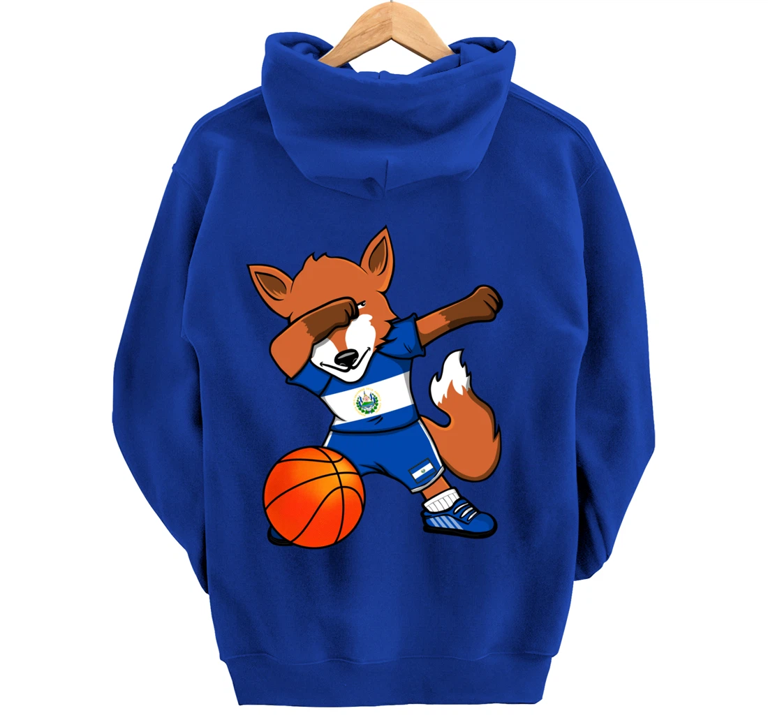 Dabbing Fox El Salvador Basketball Fans Jersey Sport Pride Pullover Hoodie