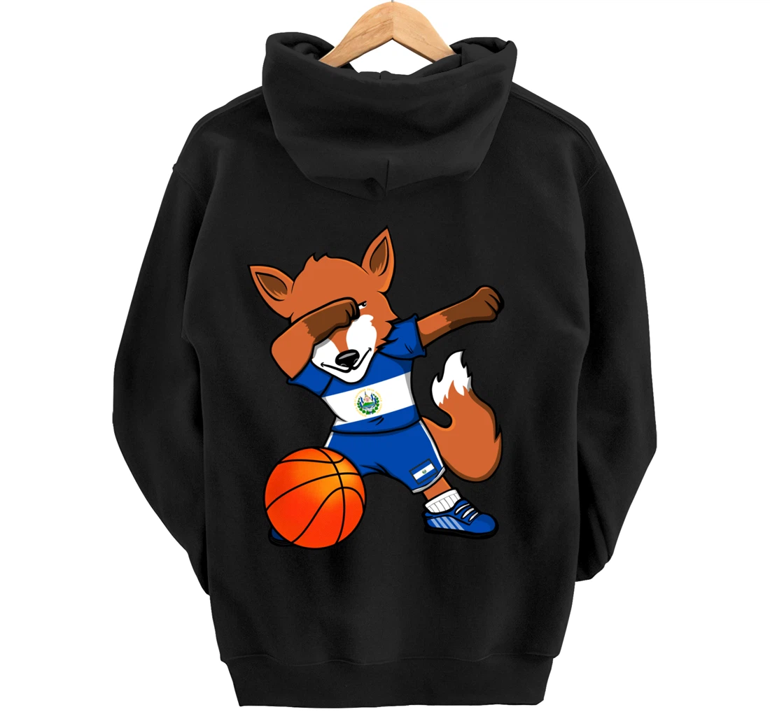 Dabbing Fox El Salvador Basketball Fans Jersey Sport Pride Pullover Hoodie