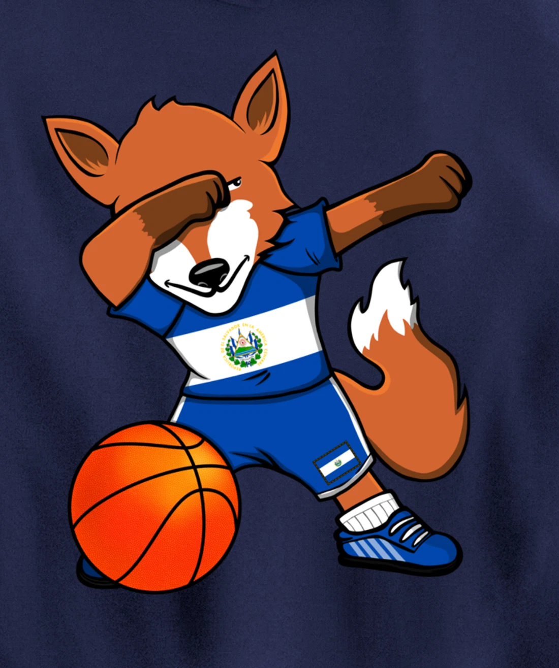 Dabbing Fox El Salvador Basketball Fans Jersey Sport Pride Pullover Hoodie