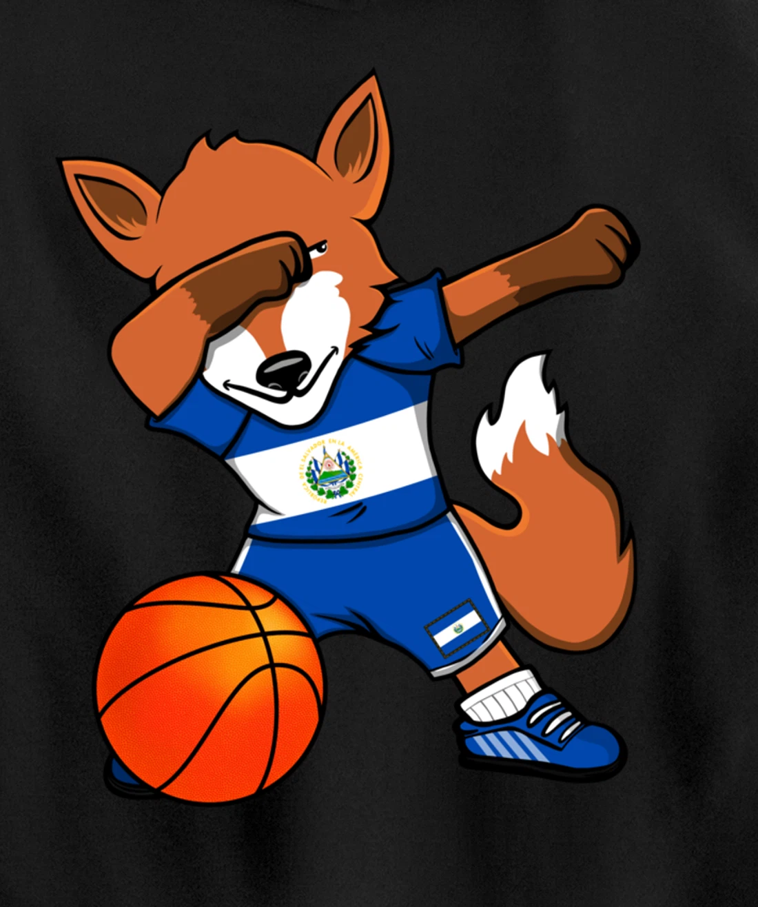 Dabbing Fox El Salvador Basketball Fans Jersey Sport Pride Pullover Hoodie