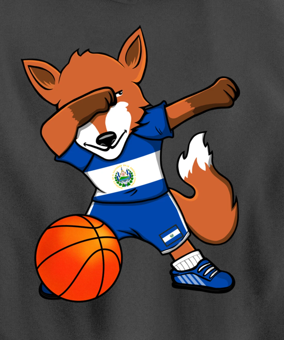 Dabbing Fox El Salvador Basketball Fans Jersey Sport Pride Pullover Hoodie