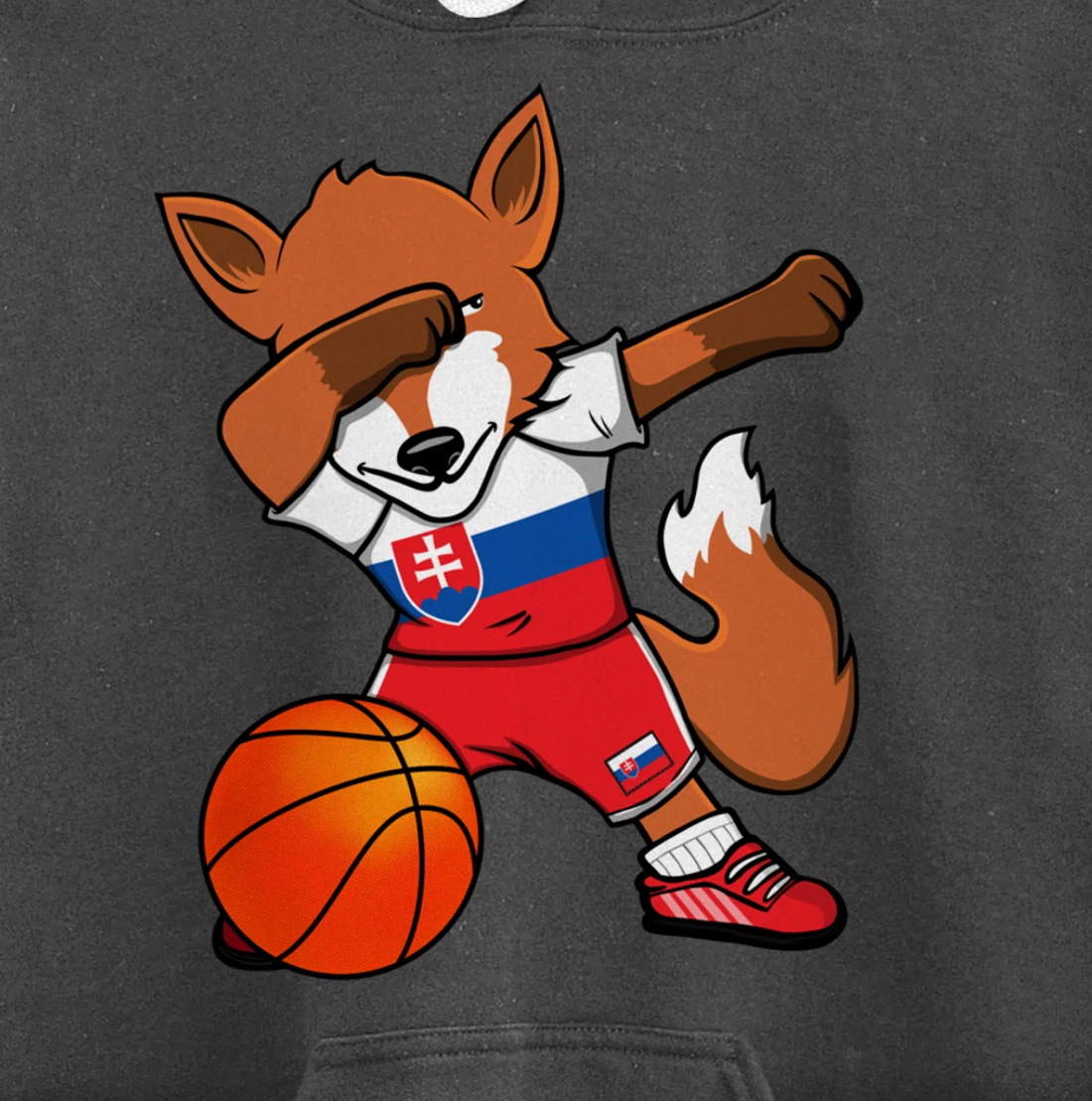 Dabbing Fox Slovakia Basketball Fans Jersey Slovak Flag Pullover Hoodie