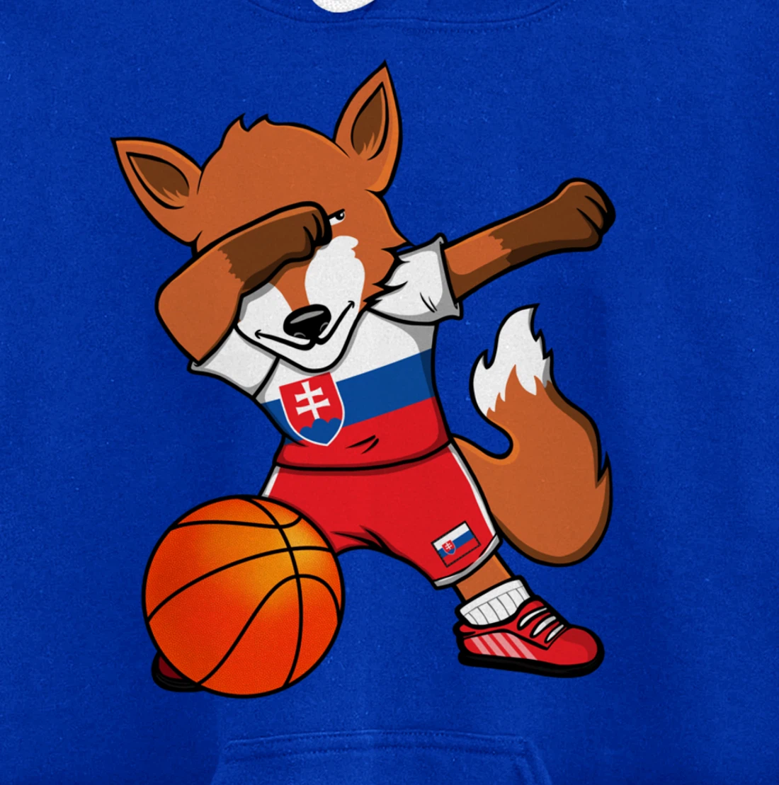 Dabbing Fox Slovakia Basketball Fans Jersey Slovak Flag Pullover Hoodie