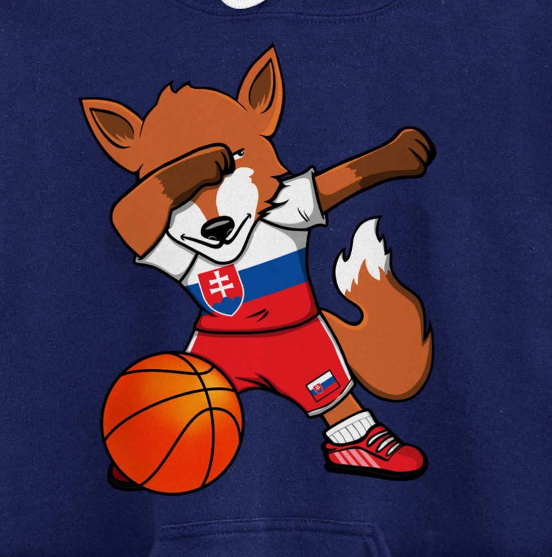 Dabbing Fox Slovakia Basketball Fans Jersey Slovak Flag Pullover Hoodie