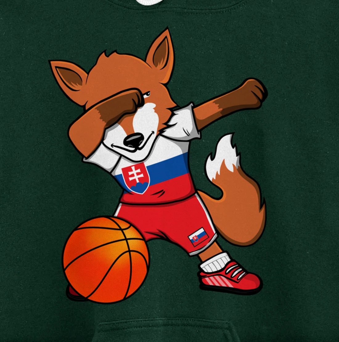Dabbing Fox Slovakia Basketball Fans Jersey Slovak Flag Pullover Hoodie