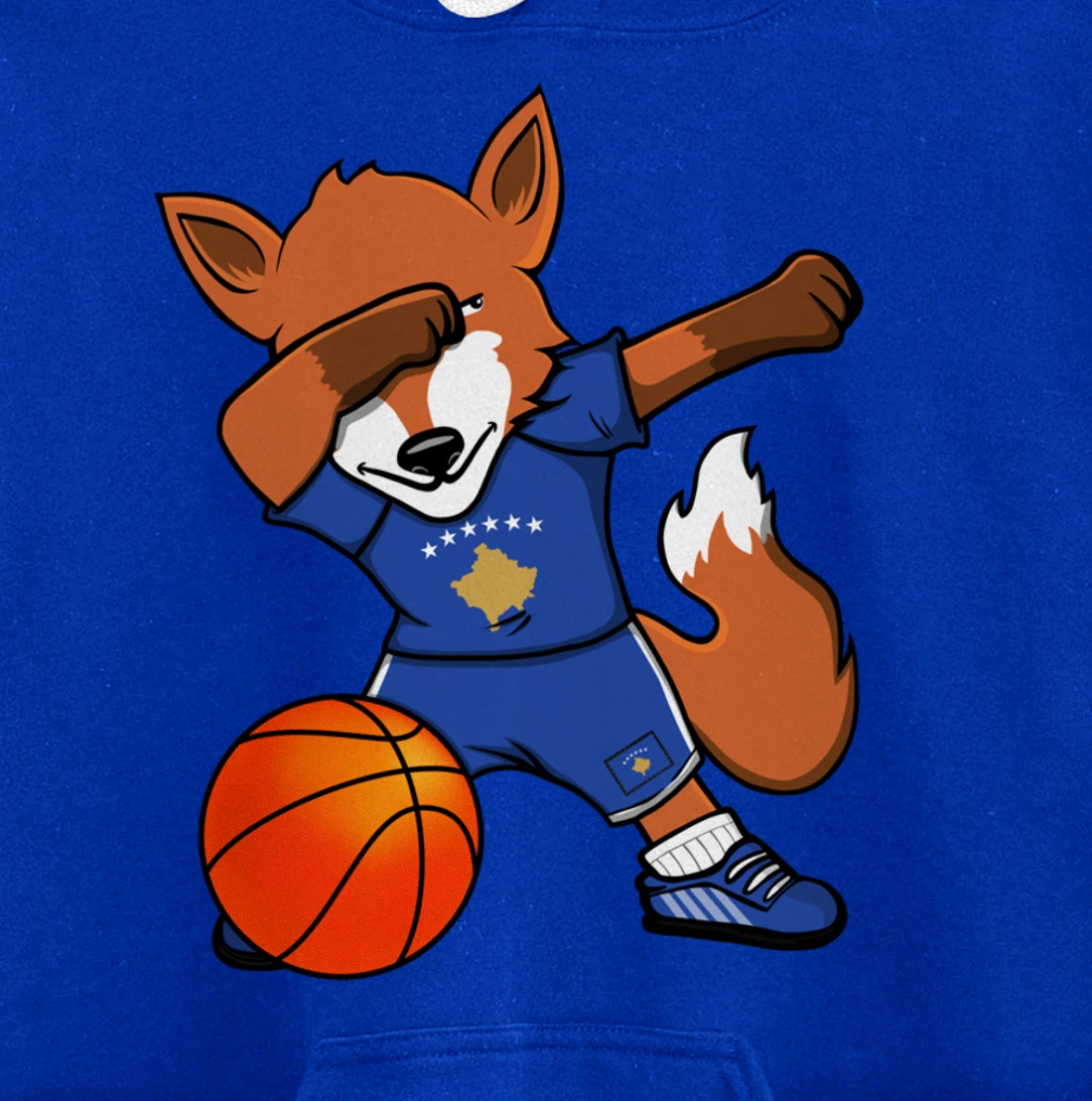 Dabbing Fox Kosovo Basketball Fans Jersey Kosovar Flag Sport Pullover Hoodie