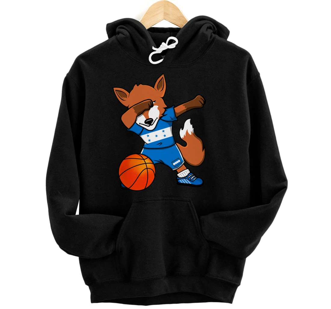 Dabbing Fox Honduras Basketball Fans Jersey Honduran Flag Pullover Hoodie