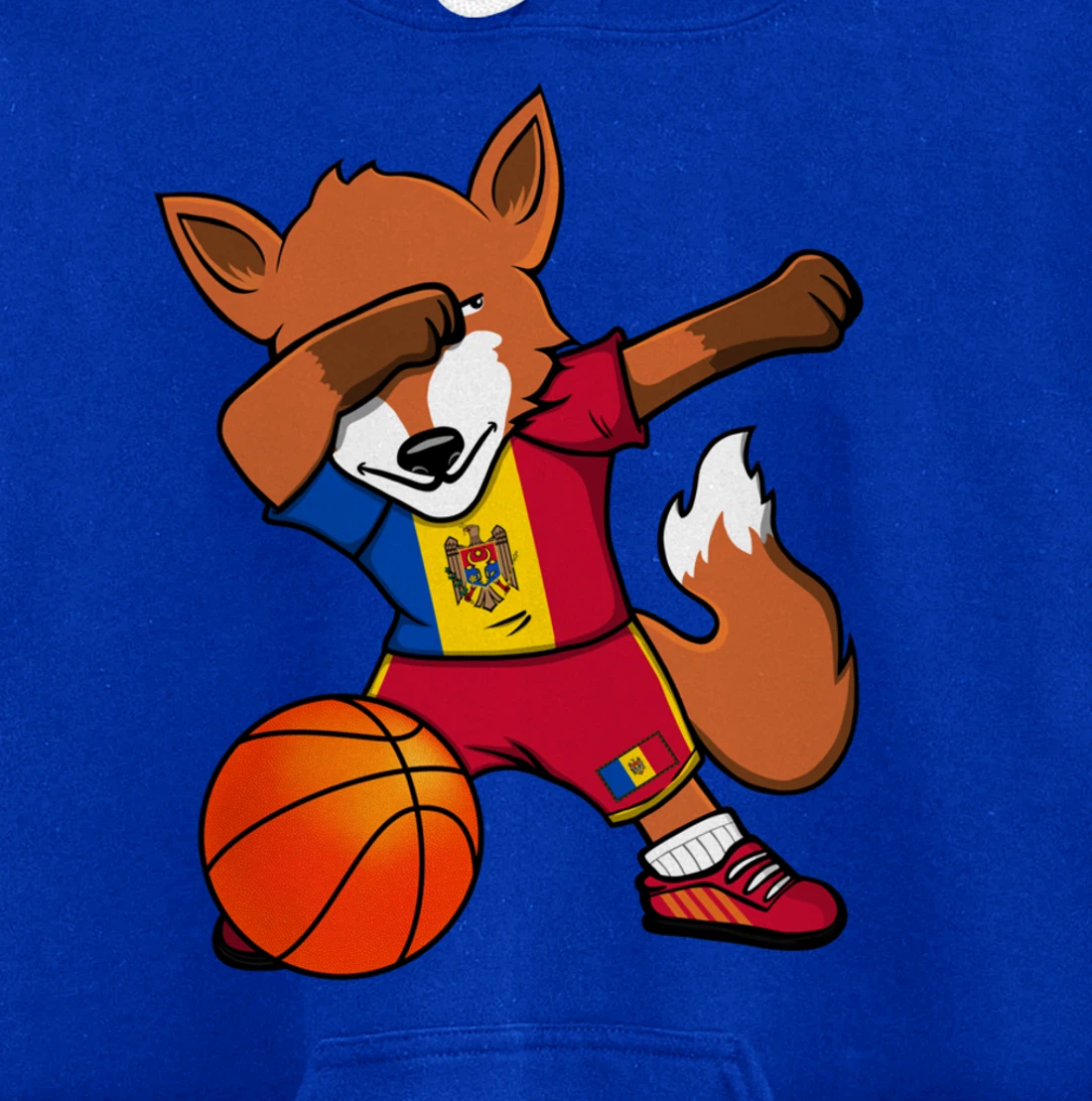 Dabbing Fox Moldova Basketball Fans Jersey Moldovan Flag Pullover Hoodie