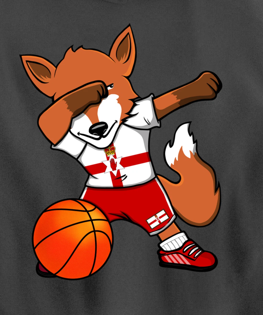 Dabbing Fox Northern Ireland Basketball Fans Jersey Pride Pullover Hoodie