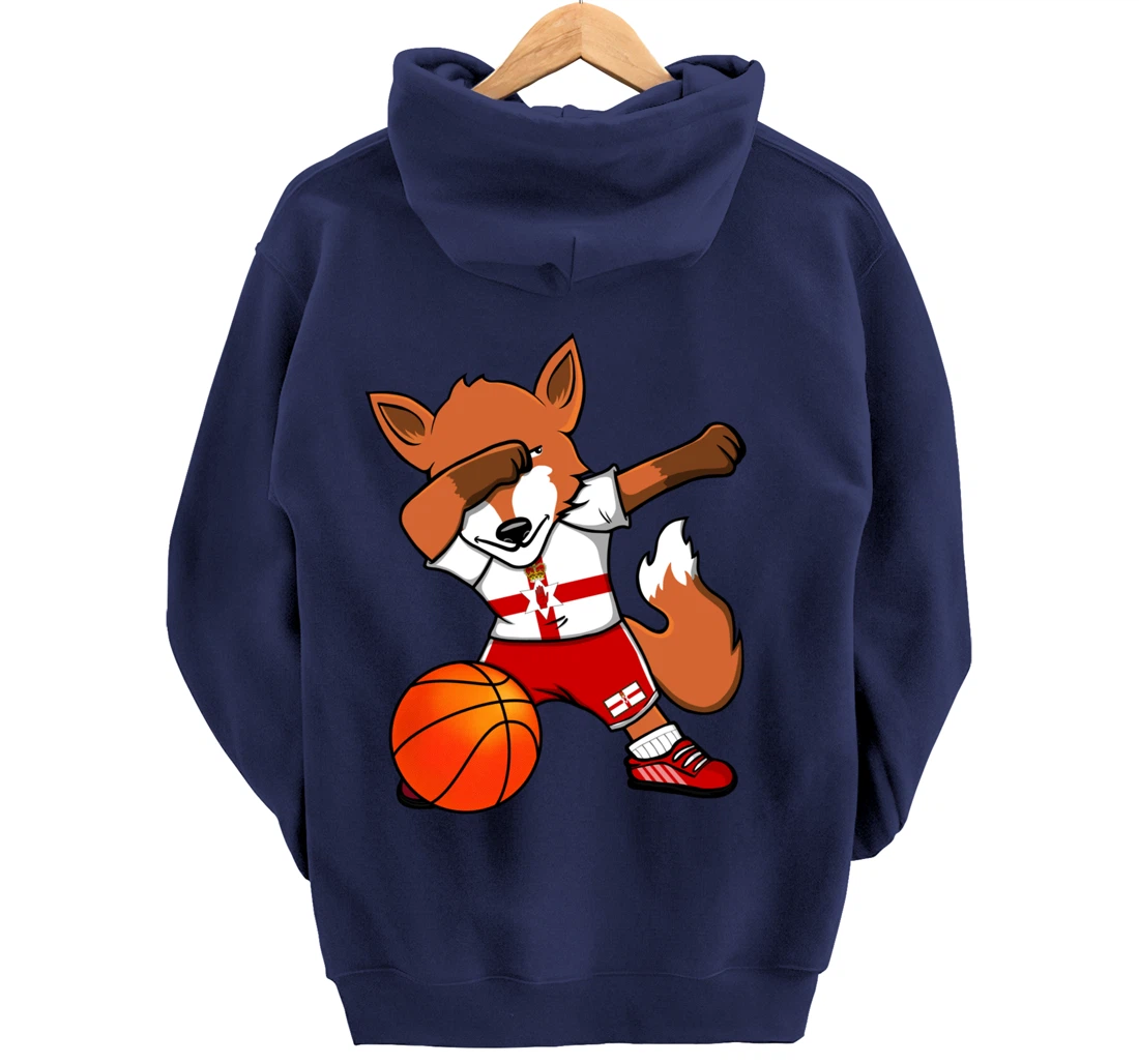 Dabbing Fox Northern Ireland Basketball Fans Jersey Pride Pullover Hoodie