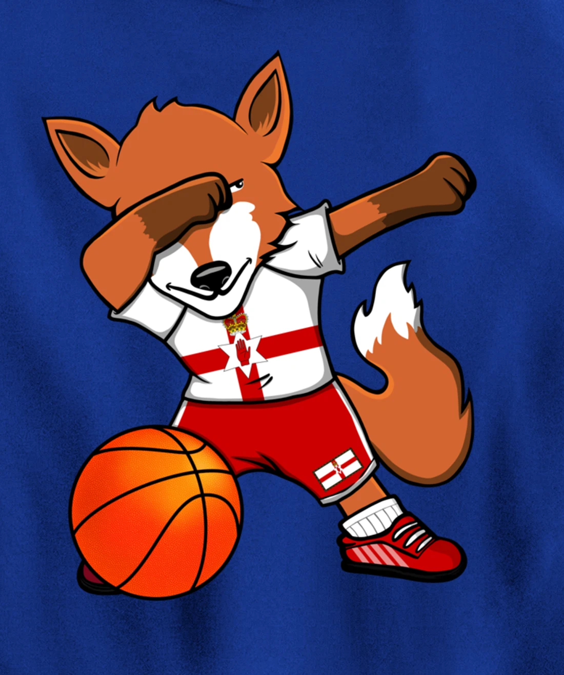 Dabbing Fox Northern Ireland Basketball Fans Jersey Pride Pullover Hoodie