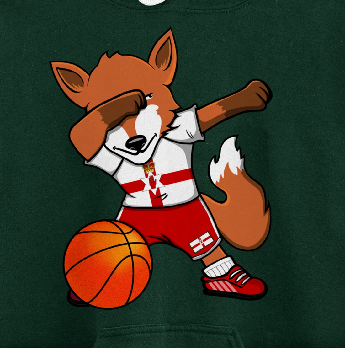 Dabbing Fox Northern Ireland Basketball Fans Jersey Pride Pullover Hoodie