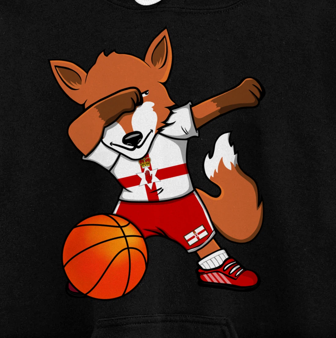 Dabbing Fox Northern Ireland Basketball Fans Jersey Pride Pullover Hoodie